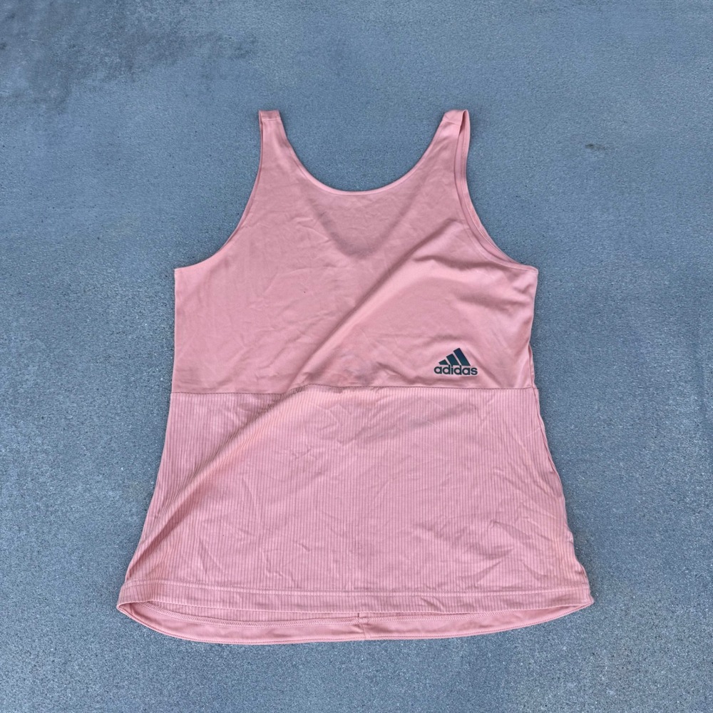Adidas x Zoe Saldana Women Pink Aeroready Ribbed Training Tank Top Large NWT